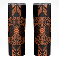 Karaka Maori Ta Moko Poutama Art Skinny Tumbler LT9 Gold - Polynesian Pride
