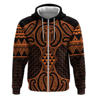 Karaka Maori Ta Moko Poutama Art Zip Hoodie LT9 Zip Hoodie Gold - Polynesian Pride