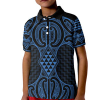 Kikorangi Maori Ta Moko Poutama Art Kid Polo Shirt