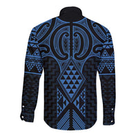 Kikorangi Maori Ta Moko Poutama Art Long Sleeve Button Shirt