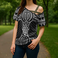 Ma Maori Ta Moko Poutama Art Cross Shoulder Shirt - Polynesian Pride