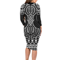 Ma Maori Ta Moko Poutama Art Long Sleeve Bodycon Dress