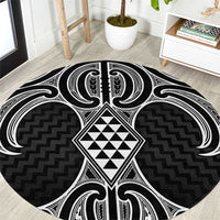 Ma Maori Ta Moko Poutama Art Round Carpet LT9 White - Polynesian Pride