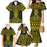 Mahi-dawg Maori Ta Moko Poutama Art Family Matching Mermaid Dress and Hawaiian Shirt