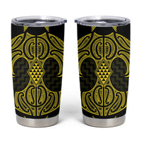 Mahi-dawg Maori Ta Moko Poutama Art Tumbler Cup LT9 Yellow - Polynesian Pride