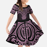 Mawhero Maori Ta Moko Poutama Art Family Matching Off The Shoulder Long Sleeve Dress and Hawaiian Shirt