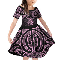 Mawhero Maori Ta Moko Poutama Art Family Matching Off Shoulder Short Dress and Hawaiian Shirt