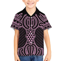 Mawhero Maori Ta Moko Poutama Art Family Matching Short Sleeve Bodycon Dress and Hawaiian Shirt