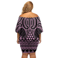 Mawhero Maori Ta Moko Poutama Art Off Shoulder Short Dress