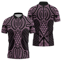 Mawhero Maori Ta Moko Poutama Art Zipper Polo Shirt - Polynesian Pride