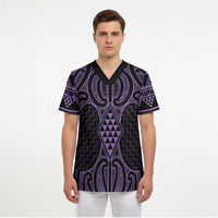 Waiporoporo Maori Ta Moko Poutama Art Scrub Top - Polynesian Pride