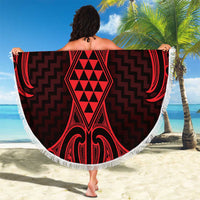 Whero Maori Ta Moko Poutama Art Beach Blanket