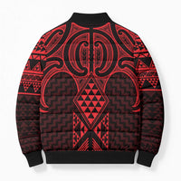 Whero Maori Ta Moko Poutama Art Bomber Puffer Jacket - Polynesian Pride