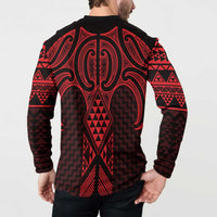 Whero Maori Ta Moko Poutama Art Button Sweatshirt LT9 - Polynesian Pride