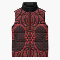 Whero Maori Ta Moko Poutama Art Sleeveless Puffer Jacket - Polynesian Pride
