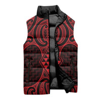 Whero Maori Ta Moko Poutama Art Sleeveless Puffer Jacket - Polynesian Pride