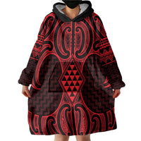 Whero Maori Ta Moko Poutama Art Wearable Blanket Hoodie