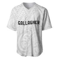 New Zealand Rangatira Custom Baseball Jersey All White Niho Taniwha Maori Tribal