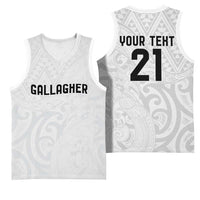 New Zealand Rangatira Custom Basketball Jersey All White Niho Taniwha Maori Tribal - Polynesian Pride