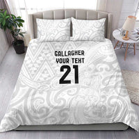 New Zealand Rangatira Custom Bedding Set All White Niho Taniwha Maori Tribal