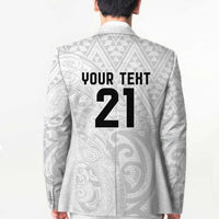 New Zealand Rangatira Custom Blazer All White Niho Taniwha Maori Tribal - Polynesian Pride