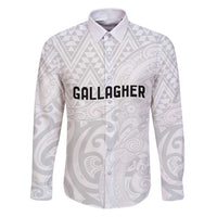 New Zealand Rangatira Custom Family Matching Puletasi and Hawaiian Shirt All White Niho Taniwha Maori Tribal