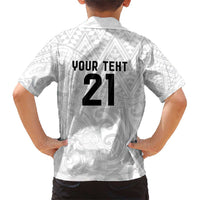 New Zealand Rangatira Custom Family Matching Short Sleeve Bodycon Dress and Hawaiian Shirt All White Niho Taniwha Maori Tribal