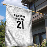New Zealand Rangatira Custom Garden Flag All White Niho Taniwha Maori Tribal