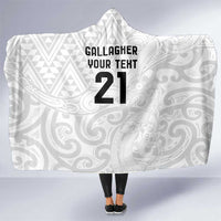 New Zealand Rangatira Custom Hooded Blanket All White Niho Taniwha Maori Tribal