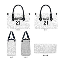 New Zealand Rangatira Custom Leather Bag All White Niho Taniwha Maori Tribal - Polynesian Pride