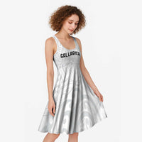 New Zealand Rangatira Custom Midi Dress All White Niho Taniwha Maori Tribal - Polynesian Pride