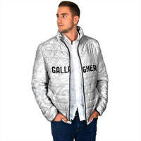 New Zealand Rangatira Custom Padded Jacket All White Niho Taniwha Maori Tribal - Polynesian Pride