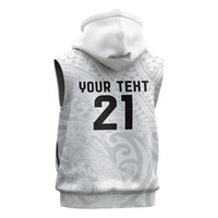 New Zealand Rangatira Custom Sleeveless Hoodie All White Niho Taniwha Maori Tribal - Polynesian Pride