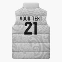 New Zealand Rangatira Custom Sleeveless Puffer Jacket All White Niho Taniwha Maori Tribal - Polynesian Pride