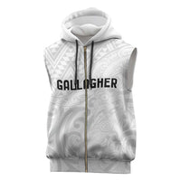 New Zealand Rangatira Custom Sleeveless Zip Hoodie All White Niho Taniwha Maori Tribal LT9 White - Polynesian Pride