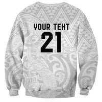 New Zealand Rangatira Custom Sweatshirt All White Niho Taniwha Maori Tribal