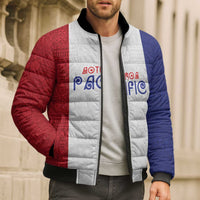 New Zealand Rugby Pacific Personalised Bomber Puffer Jacket Maori Style Tribal Tapa Pattern - Polynesian Pride