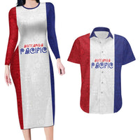 New Zealand Rugby Pacific Personalised Couples Matching Long Sleeve Bodycon Dress and Hawaiian Shirt Maori Style Tribal Tapa Pattern