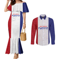 New Zealand Rugby Pacific Personalised Couples Matching Mermaid Dress and Long Sleeve Button Shirt Maori Style Tribal Tapa Pattern
