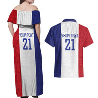 New Zealand Rugby Pacific Personalised Couples Matching Off Shoulder Maxi Dress and Hawaiian Shirt Maori Style Tribal Tapa Pattern