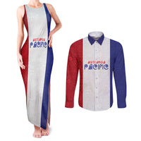 New Zealand Rugby Pacific Personalised Couples Matching Tank Maxi Dress and Long Sleeve Button Shirt Maori Style Tribal Tapa Pattern