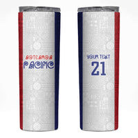 New Zealand Rugby Pacific Personalised Skinny Tumbler Maori Style Tribal Tapa Pattern