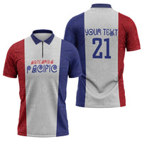 New Zealand Rugby Pacific Personalised Zipper Polo Shirt Maori Style Tribal Tapa Pattern - Polynesian Pride