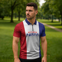 New Zealand Rugby Pacific Personalised Zipper Polo Shirt Maori Style Tribal Tapa Pattern - Polynesian Pride