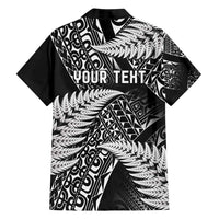 New Zealand Rugby Pacific Personalised Family Matching Off Shoulder Maxi Dress and Hawaiian Shirt All Black Maori Pasifika Fern Pattern