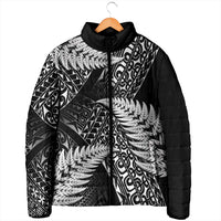 New Zealand Rugby Pacific Personalised Padded Jacket All Black Maori Pasifika Fern Pattern - Polynesian Pride