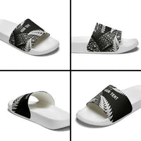 New Zealand Rugby Pacific Personalised Slide Sandals All Black Maori Pasifika Fern Pattern - Polynesian Pride