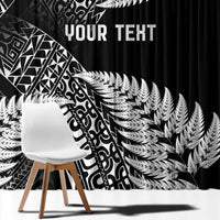 New Zealand Rugby Pacific Personalised Window Curtain All Black Maori Pasifika Fern Pattern