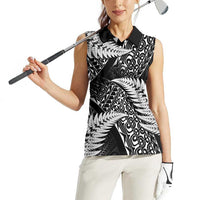 New Zealand Rugby Pacific Personalised Women Sleeveless Polo Shirt All Black Maori Pasifika Fern Pattern