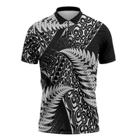 New Zealand Rugby Pacific Personalised Zipper Polo Shirt All Black Maori Pasifika Fern Pattern - Polynesian Pride